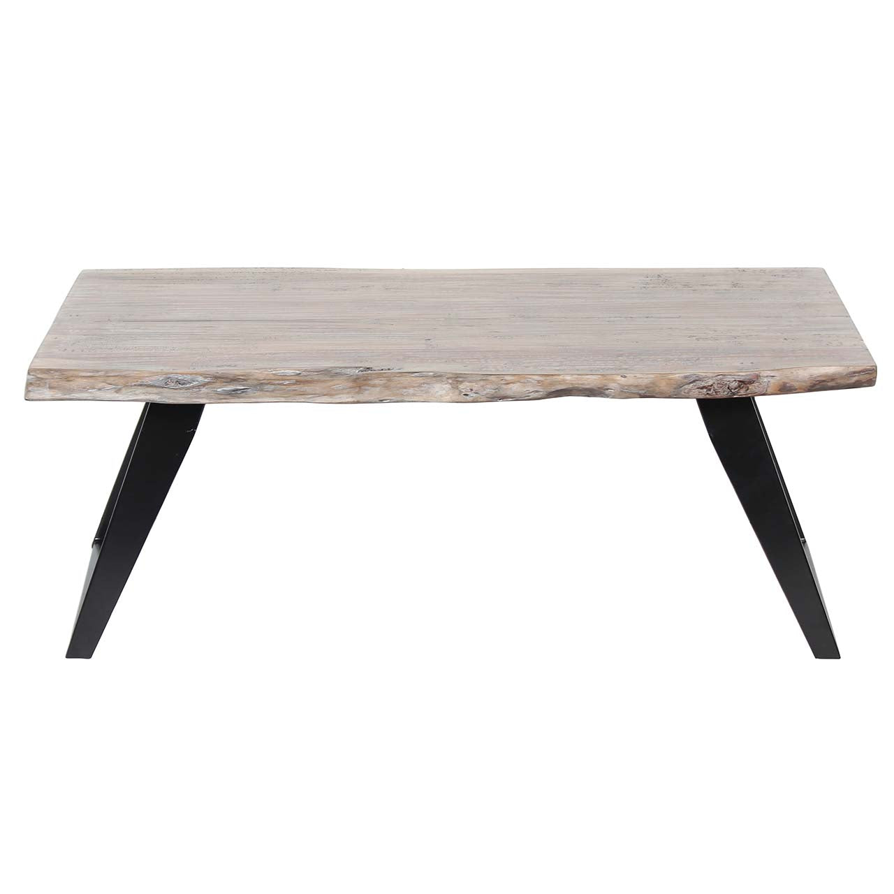 Yuki Live Edge Acacia Wood Black Iron Coffee Table - Slate Grey