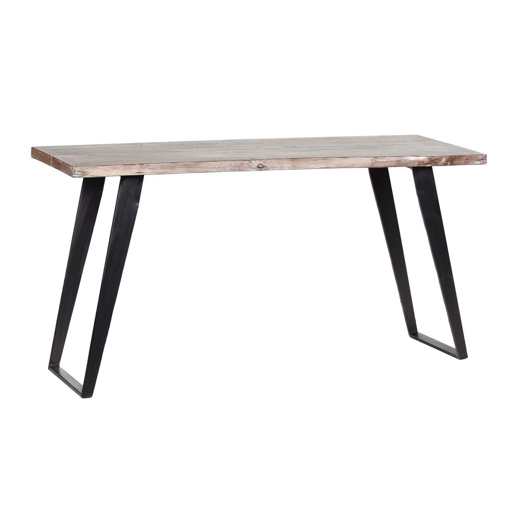 Yuki Live Edge Acacia Wood Black Iron Console Table - Slate Grey