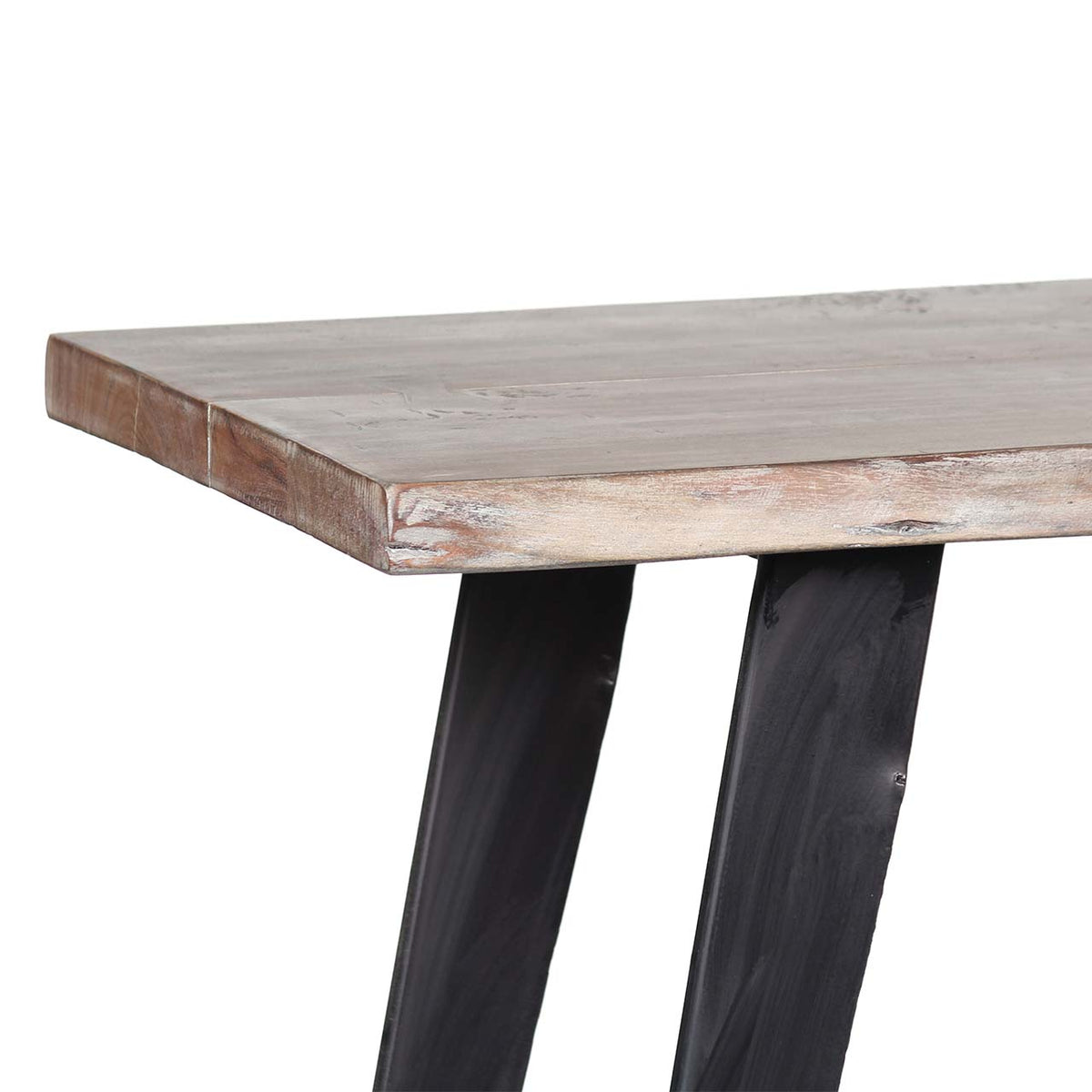 Yuki Live Edge Acacia Wood Black Iron Console Table - Slate Grey