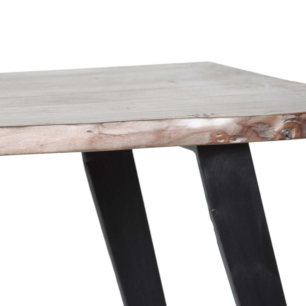 Yuki Live Edge Acacia Wood Black Iron Console Table - Slate Grey