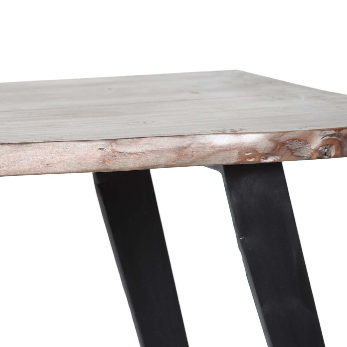 Yuki Live Edge Acacia Wood Black Iron Console Table - Slate Grey