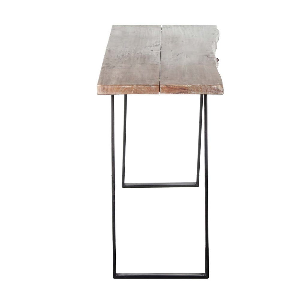 Yuki Live Edge Acacia Wood Black Iron Console Table - Slate Grey