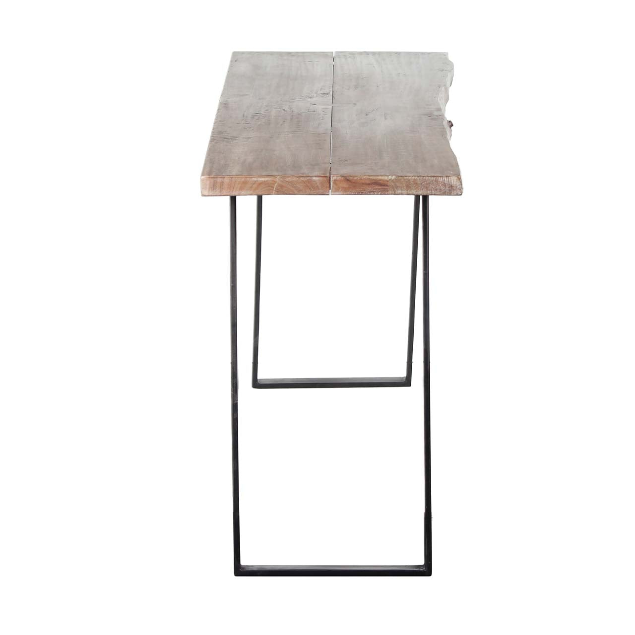 Yuki Live Edge Acacia Wood Black Iron Console Table - Slate Grey