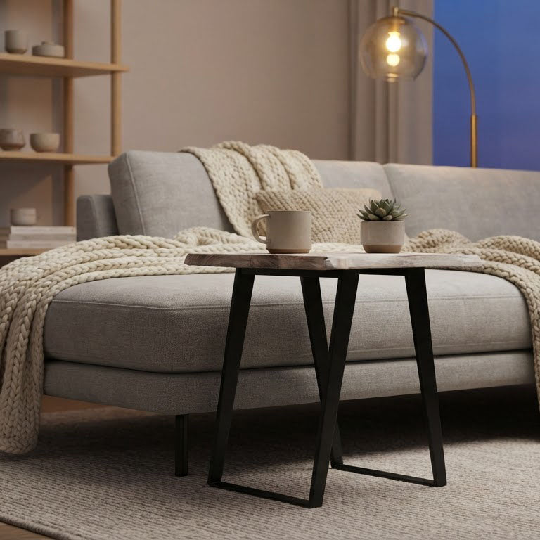 Yuki Live Edge Acacia Wood Black Iron Side Table