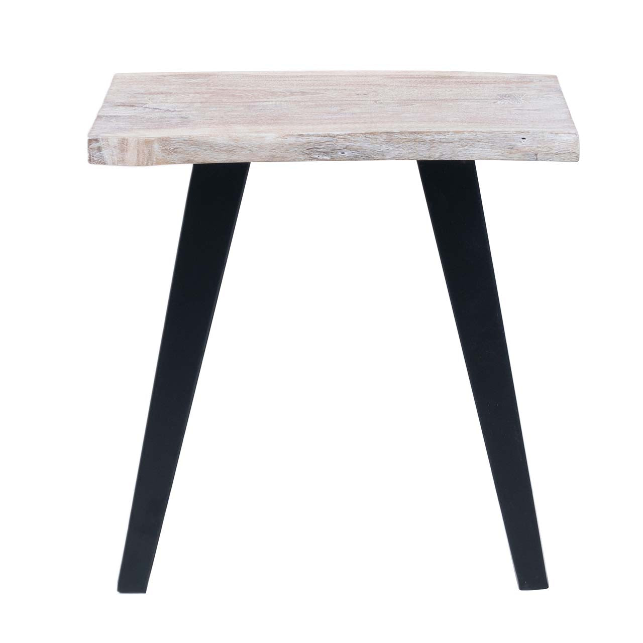 Yuki Live Edge Acacia Wood Black Iron Side Table