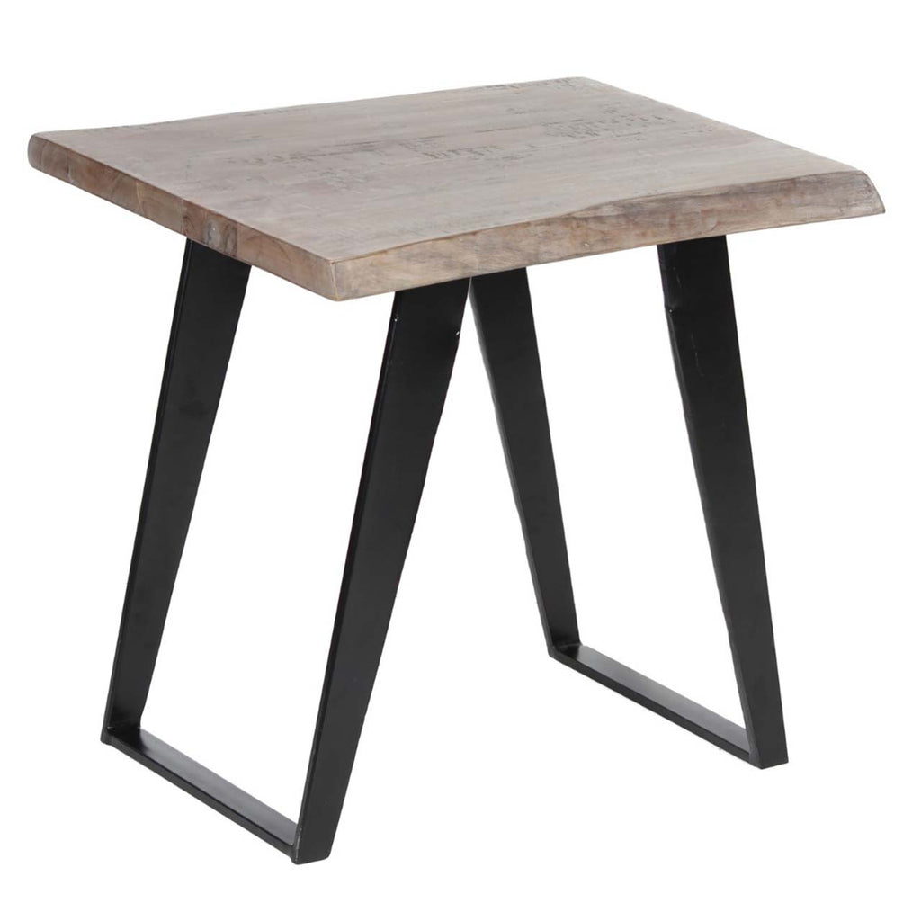 Yuki Live Edge Acacia Wood Black Iron Side Table