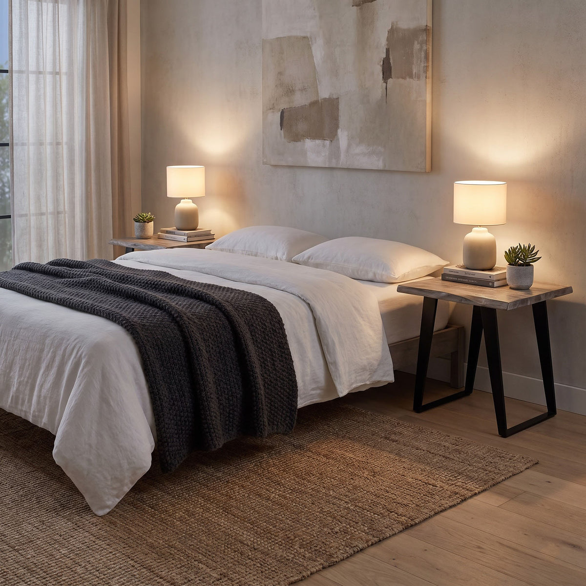 Yuki Live Edge Acacia Wood Black Iron Side Table