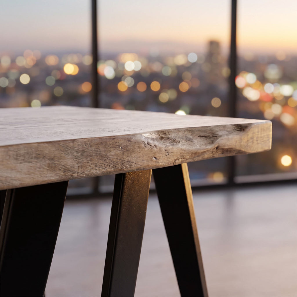 Yuki Live Edge Acacia Wood Black Iron Side Table