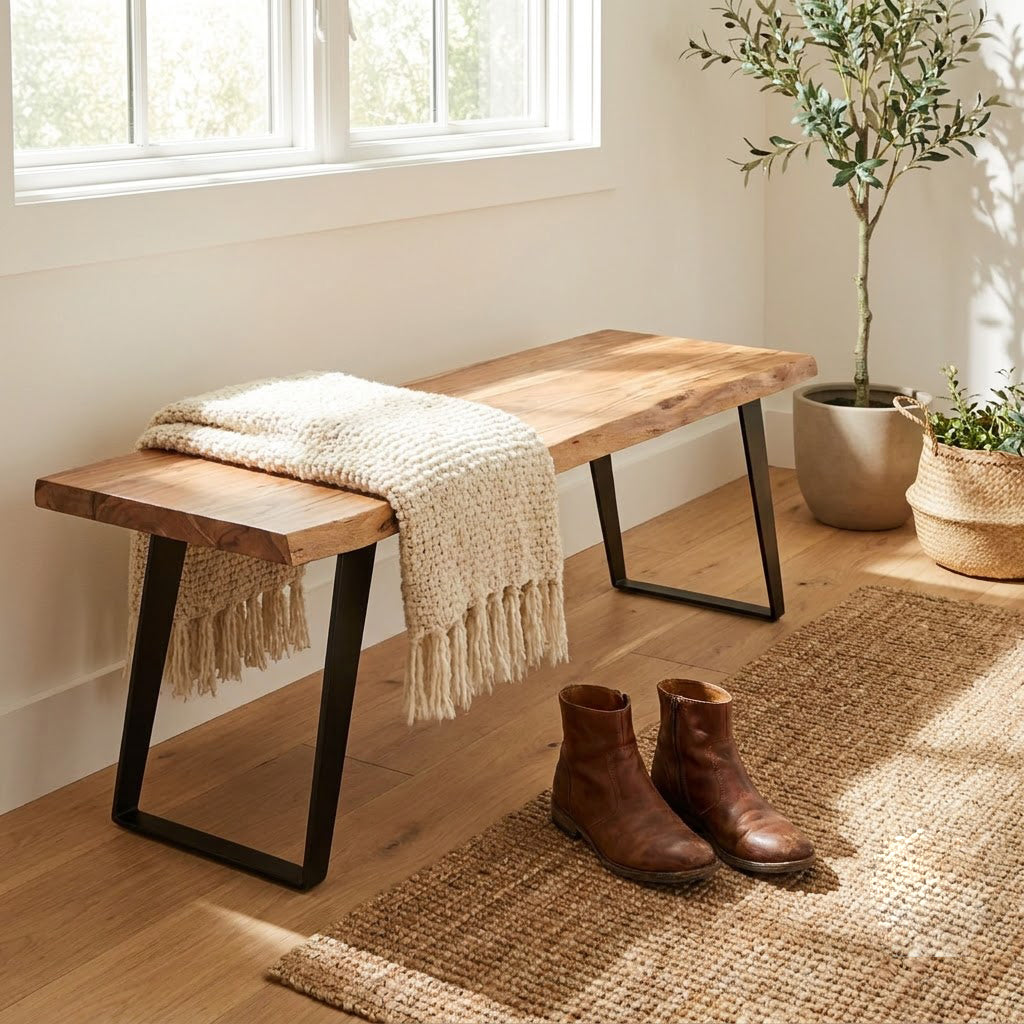 Yuki Acacia Wood Live Edge Bench