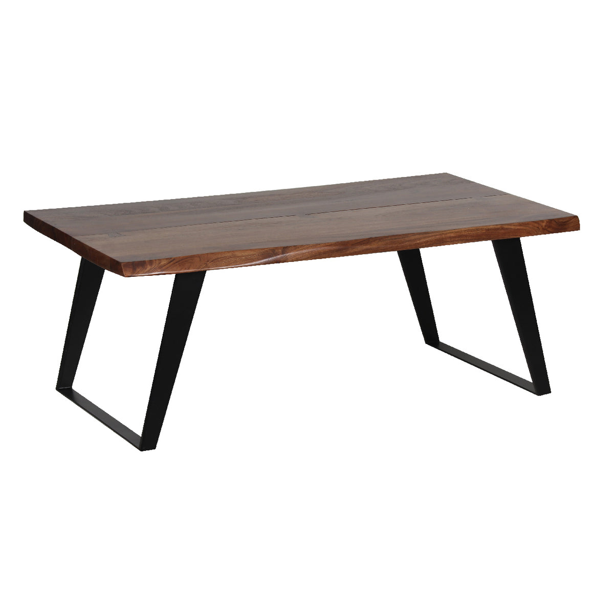 Yuki Live Edge Acacia Wood Black Iron Coffee Table - Slate Grey