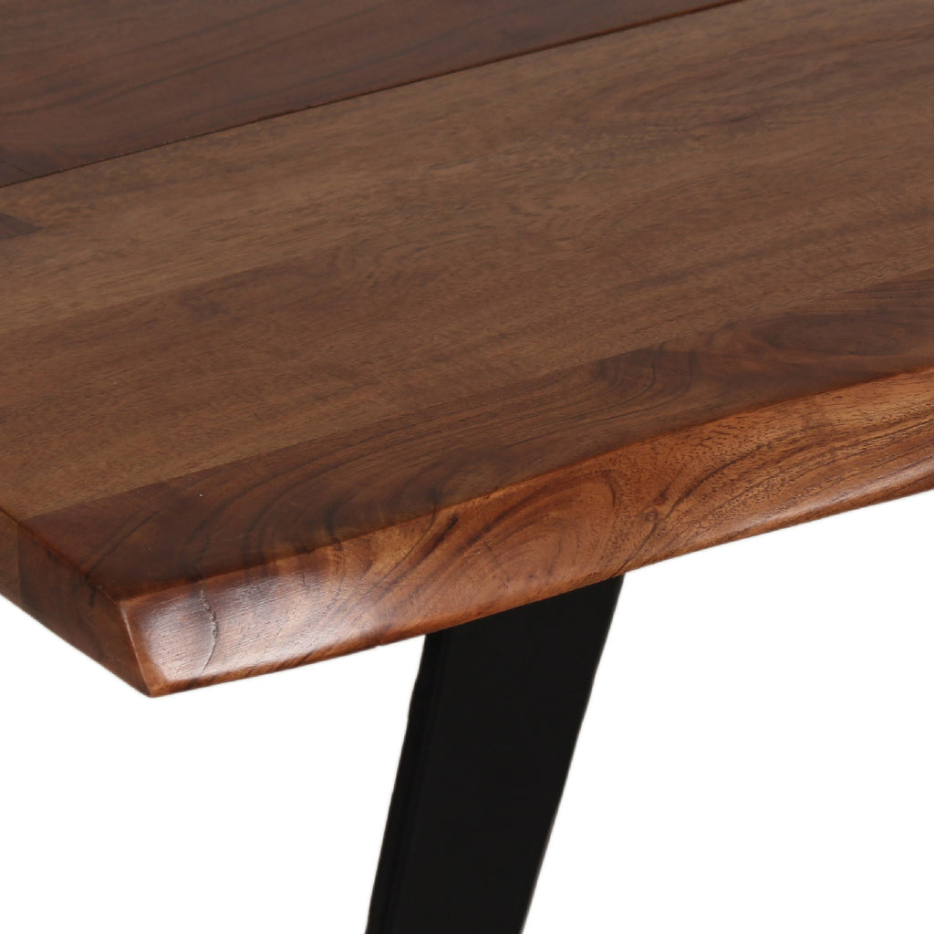 Yuki Live Edge Acacia Wood Black Iron Coffee Table - Slate Grey