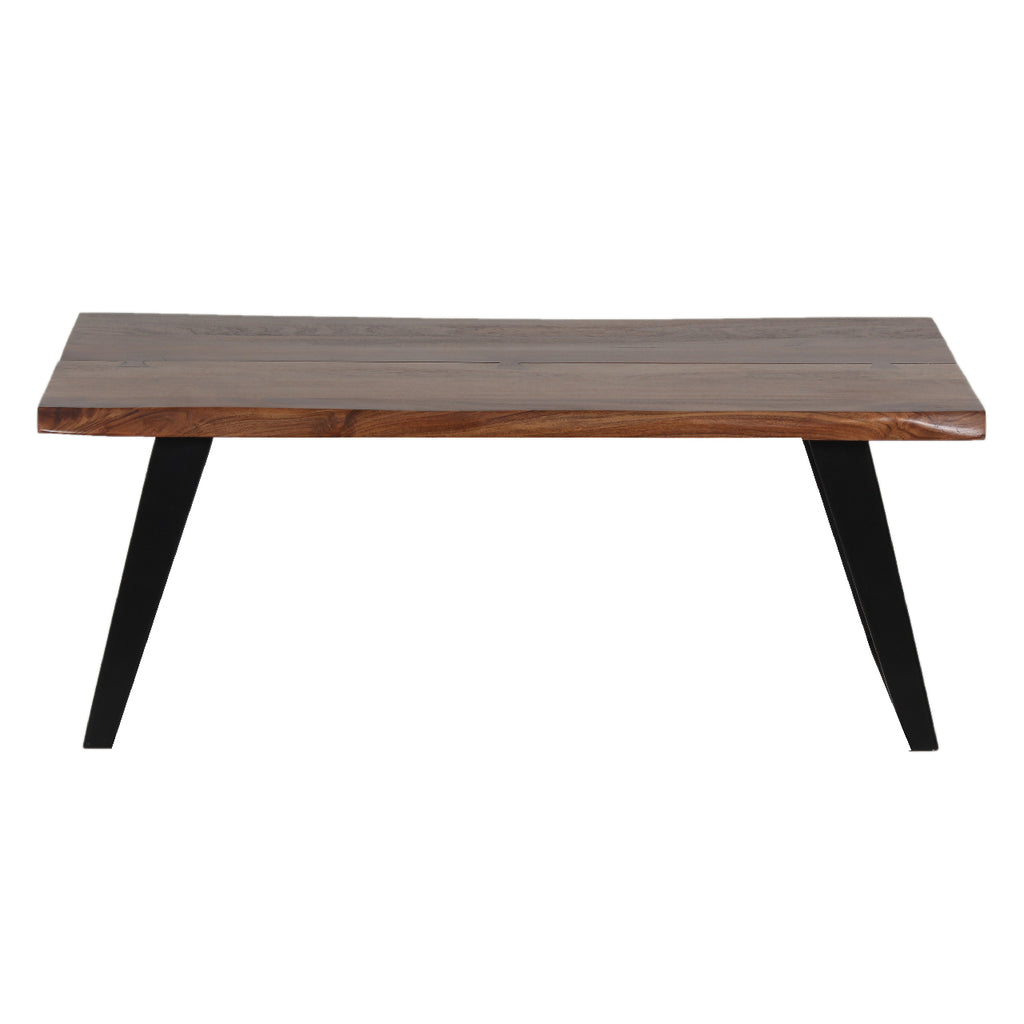 Yuki Live Edge Acacia Wood Black Iron Coffee Table - Slate Grey