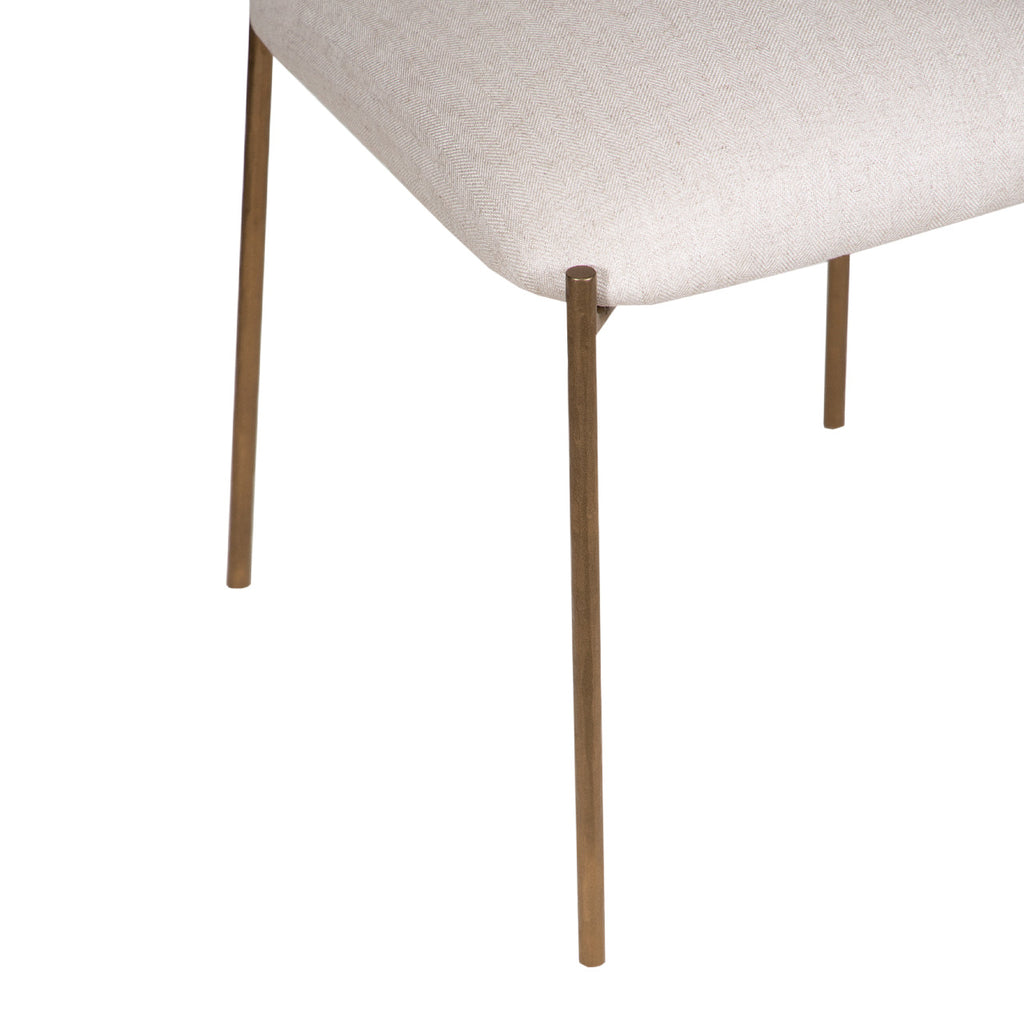 Zara Hammered Metal Fabric Dining Chair - Brass Antique