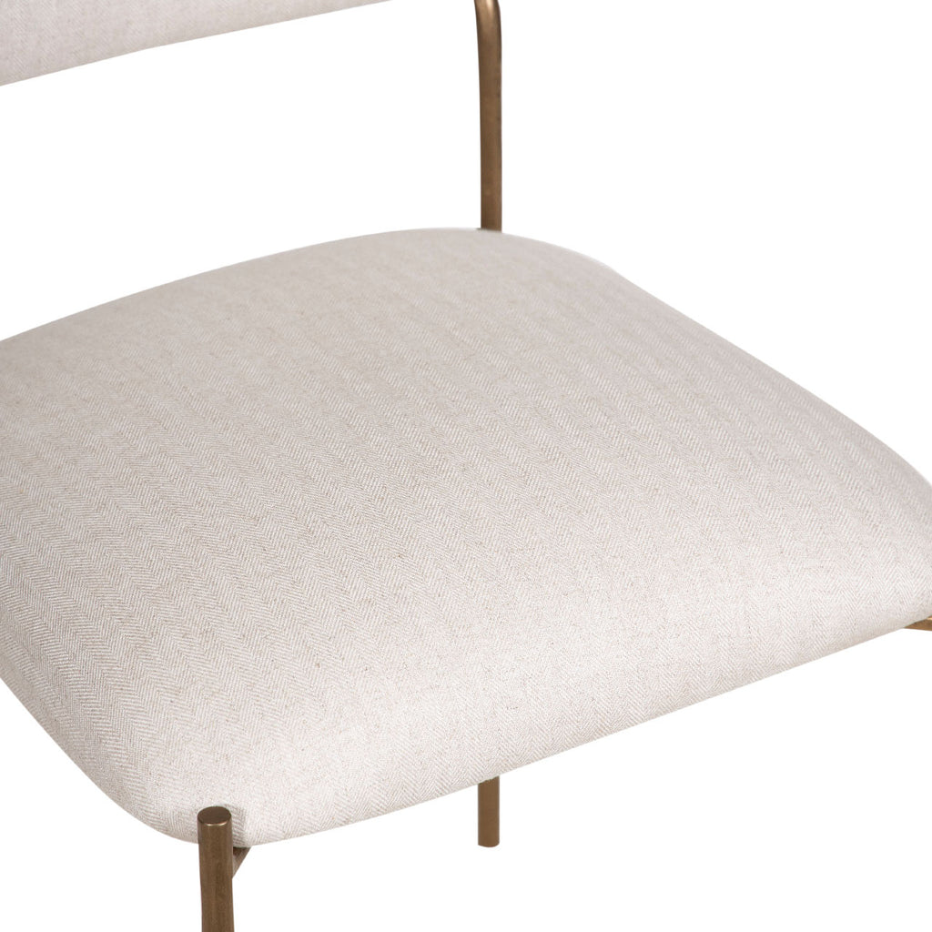 Zara Hammered Metal Fabric Dining Chair - Brass Antique