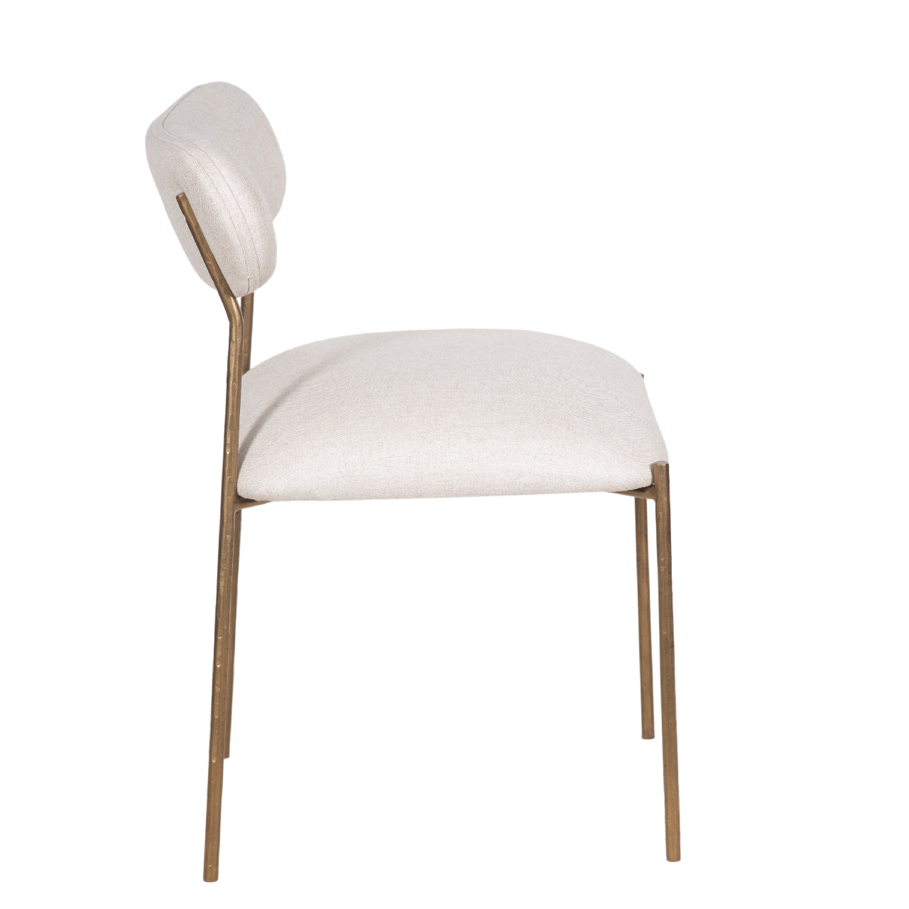 Zara Hammered Metal Fabric Dining Chair - Brass Antique