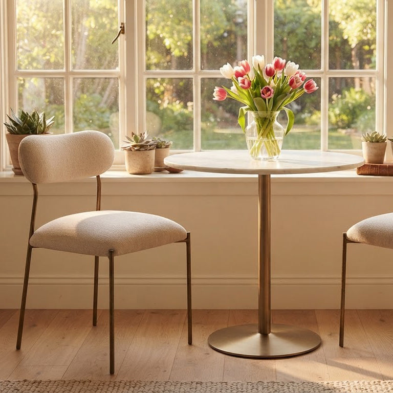Zara Hammered Metal Fabric Dining Chair - Brass Antique