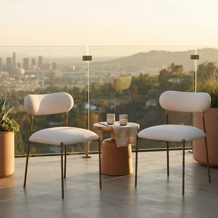 Zara Hammered Metal Fabric Dining Chair - Brass Antique