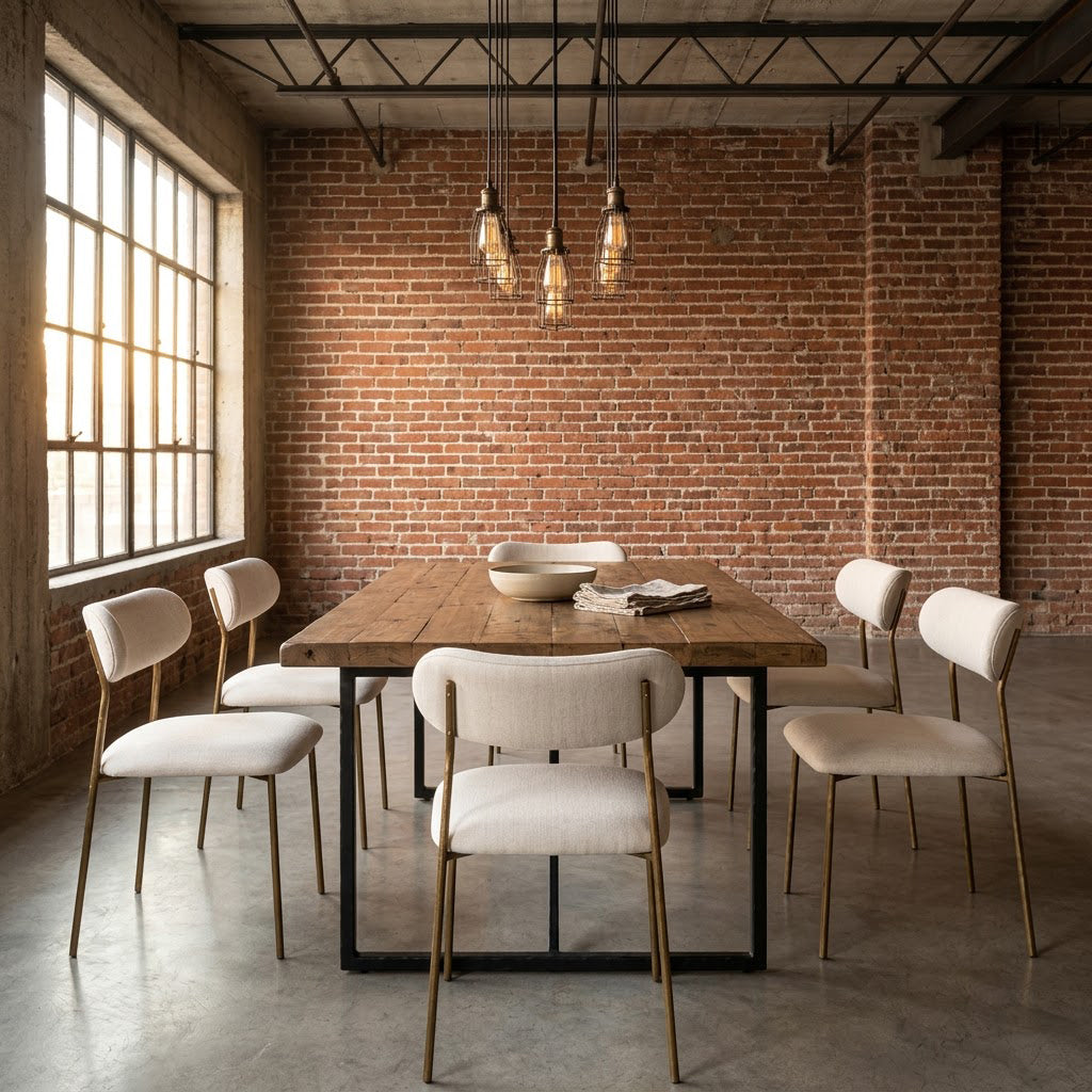 Zara Hammered Metal Fabric Dining Chair - Brass Antique