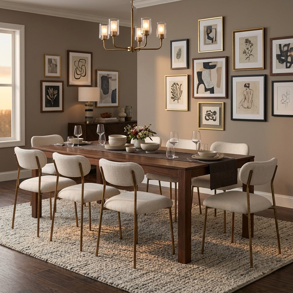 Zara Hammered Metal Fabric Dining Chair - Brass Antique