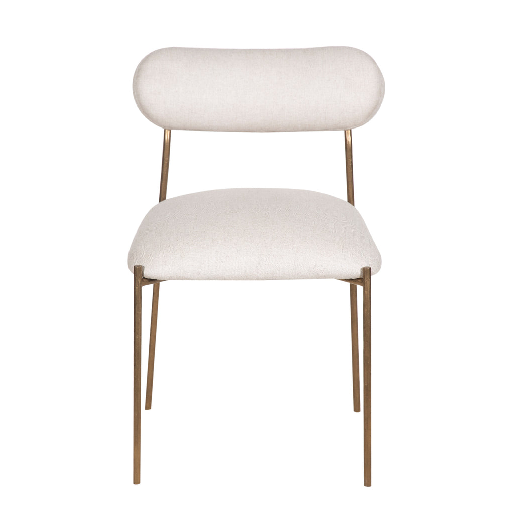 Zara Hammered Metal Fabric Dining Chair - Brass Antique