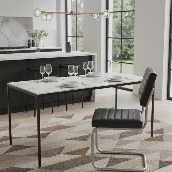 Carlos Leather and Iron Upholstered Dining Chair