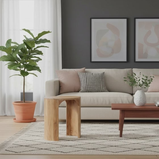Aria Acacia Wood Oval Side Table - Natural