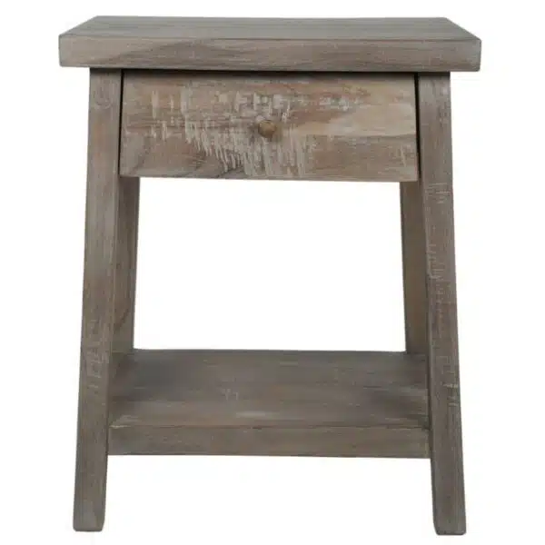 Amara Acacia Wood Side Table with Drawer S