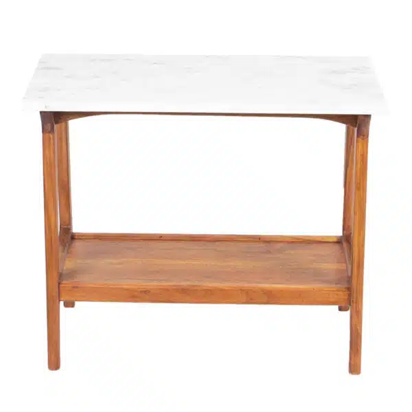 Aspen Acacia Wood Marble Top Side Table CG