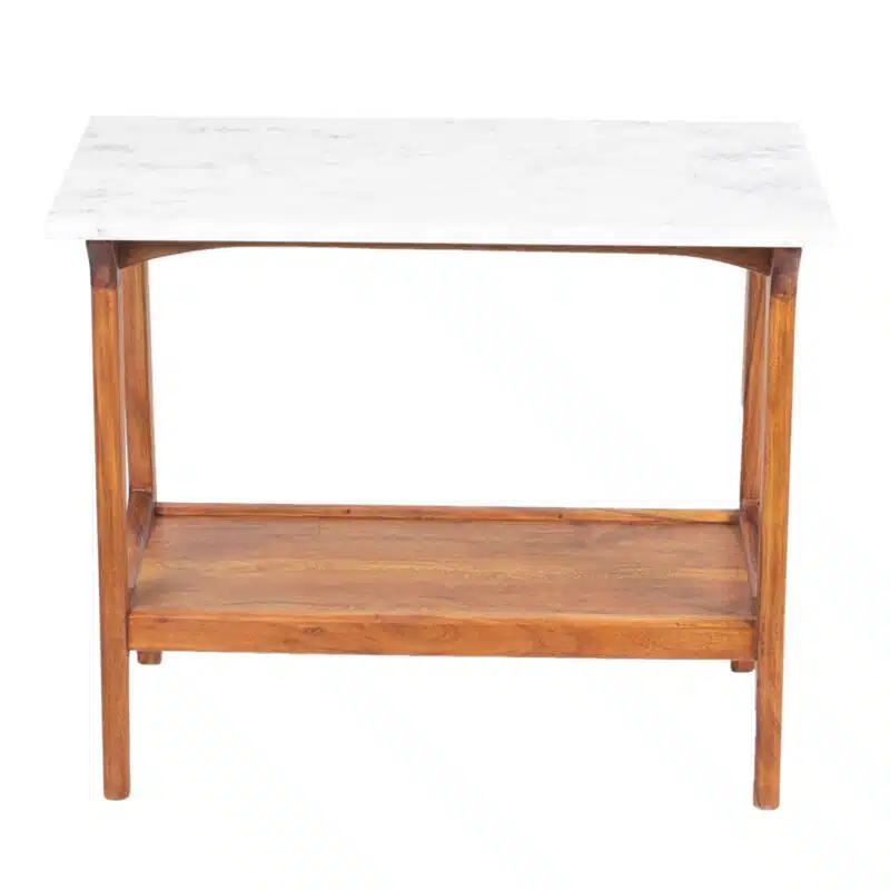 Aspen Acacia Wood Marble Top Side Table CG