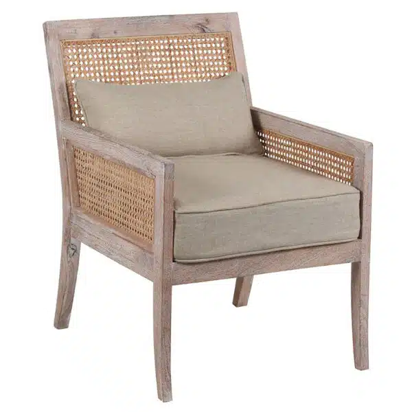 Bali Acacia Wood Rattan Arm Chair SBW a