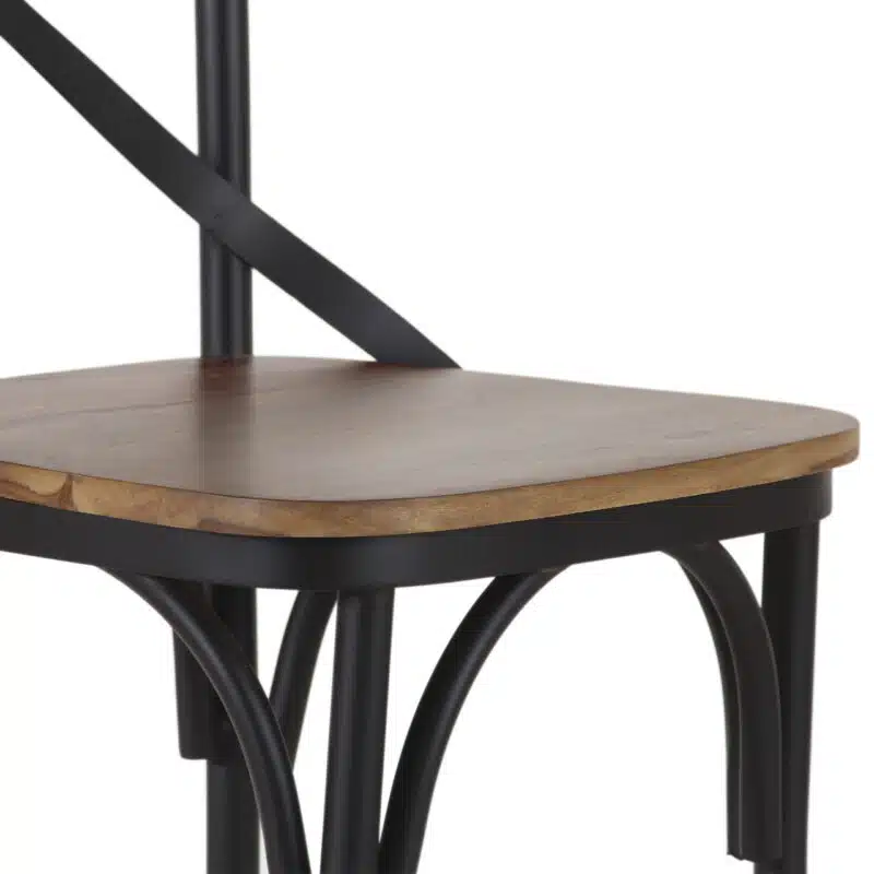 Bistro Acacia Wood Iron Chair NS d