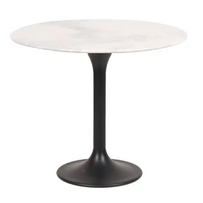 Bistro Iron Marble Top Round Dining Table Large BK