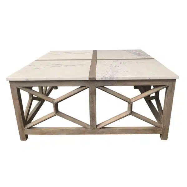 Calicut Mango Wood Coffee Table Marble Top NV