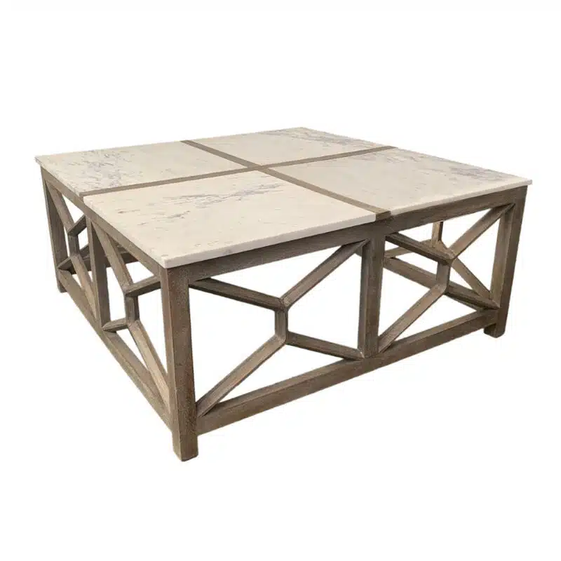 Calicut Mango Wood Coffee Table Marble Top NV a