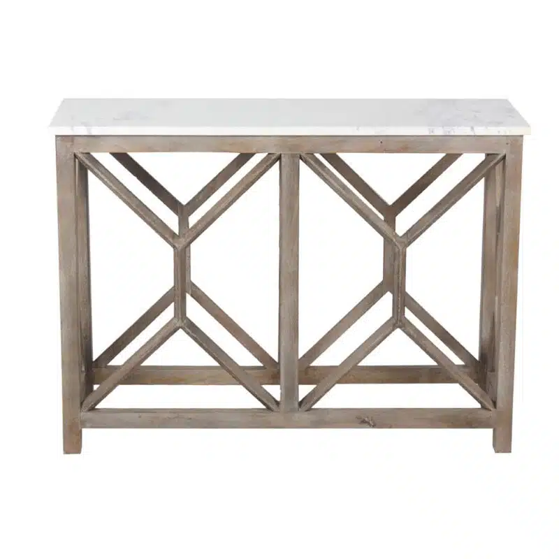 Calicut Mango Wood Console Table Marble Top NV