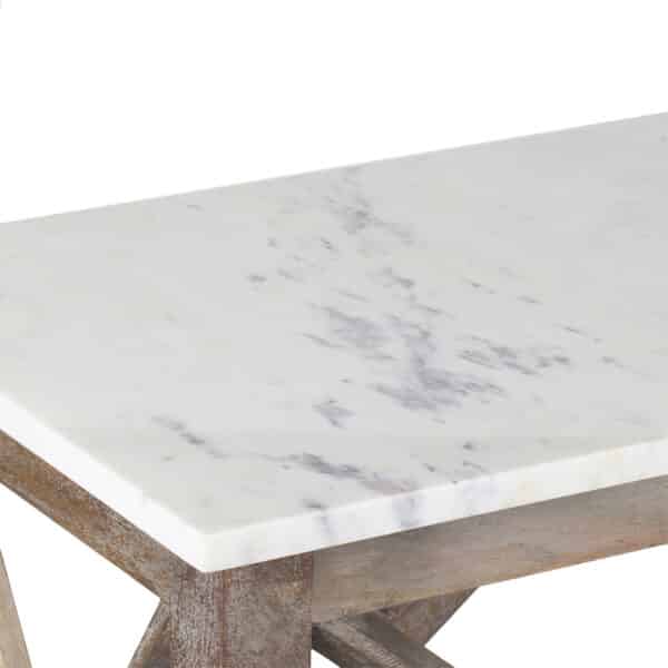 Calicut Mango Wood Console Table Marble Top NV