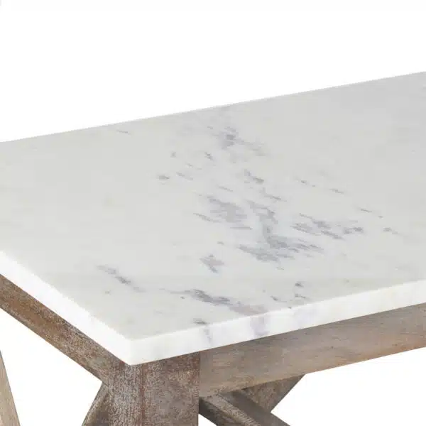 Calicut Mango Wood Console Table Marble Top NV