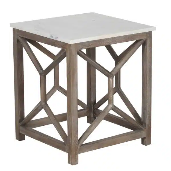 Calicut Mango Wood End Table Marble Top NV a