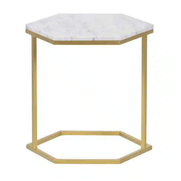 Capri Iron Marble Hexagon End Table G