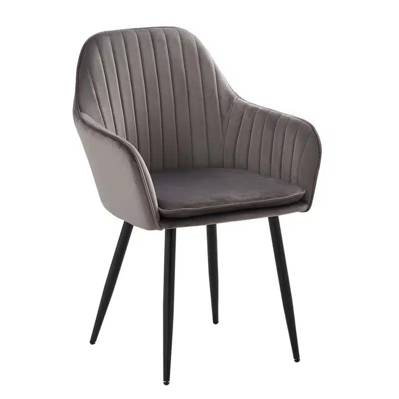 Channel Metal Fabric Back Grey Arm Chair