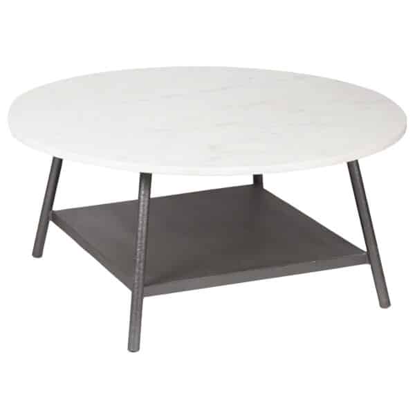 Clarks Iron Coffee Table Marble Top BK a