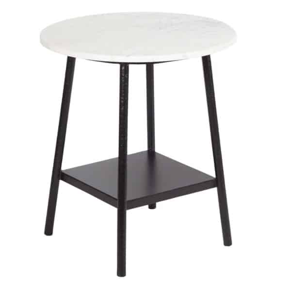 Clarks Iron Side Table Marble Top BK a