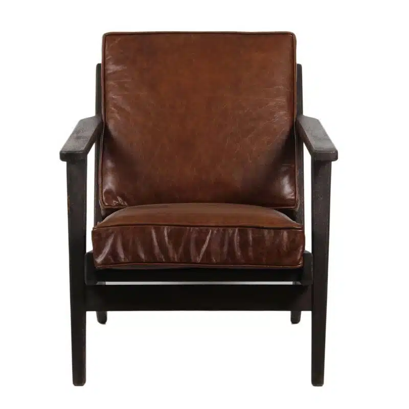 Finley Mango Wood Leather Arm Chair FOU