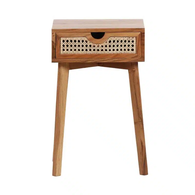 Havana Acacia Wood Cane Drawer Side Table CG