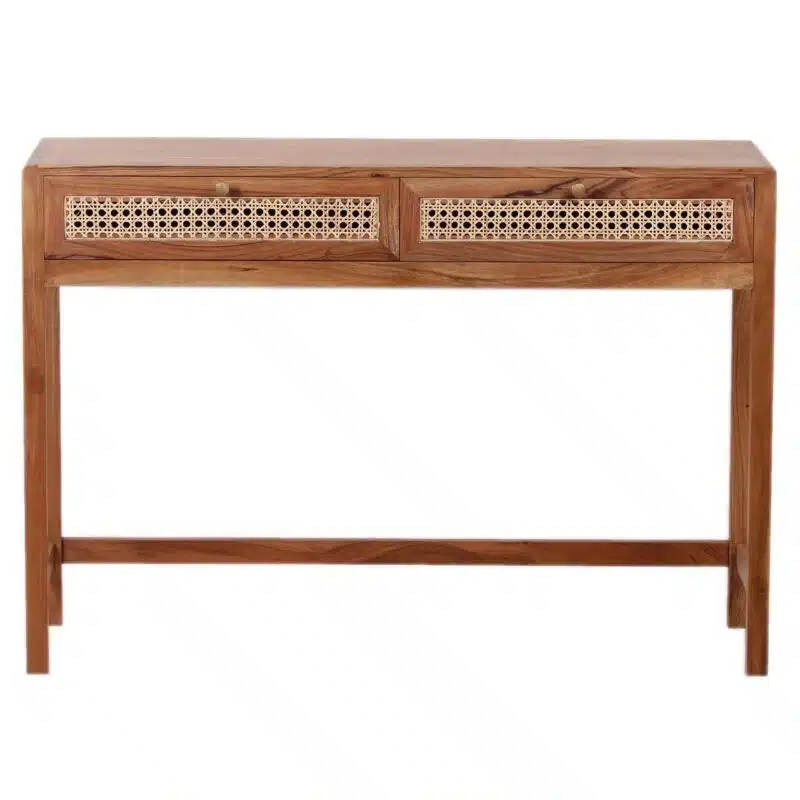 Havana Acacia Wood Cane Drawer Desk CG