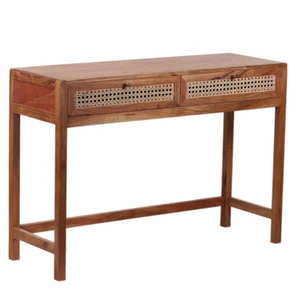 Havana Acacia Wood Cane Drawer Desk CG a