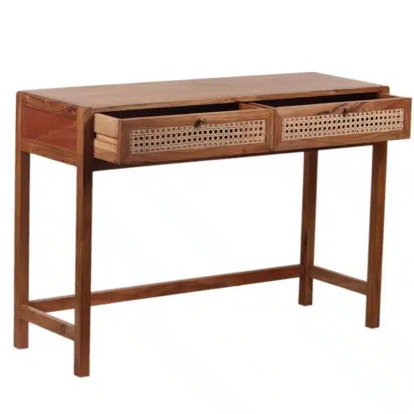 Havana Acacia Wood Cane Drawer Desk CG b