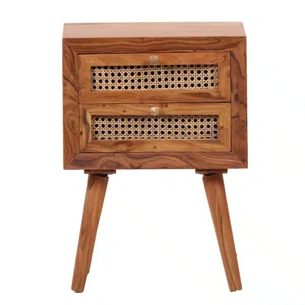 Havana Acacia Wood Cane Drawer Side Table CG