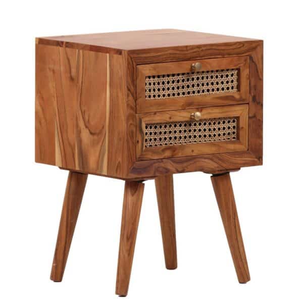 Havana Acacia Wood Cane Drawer Side Table CG a