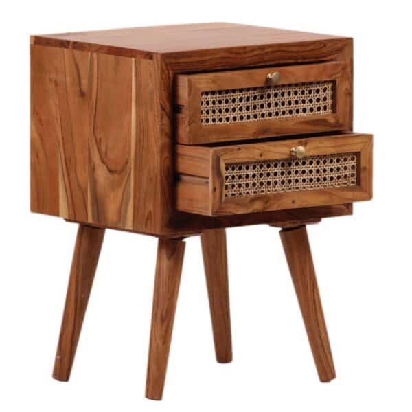 Havana Acacia Wood Cane Drawer Side Table CG b